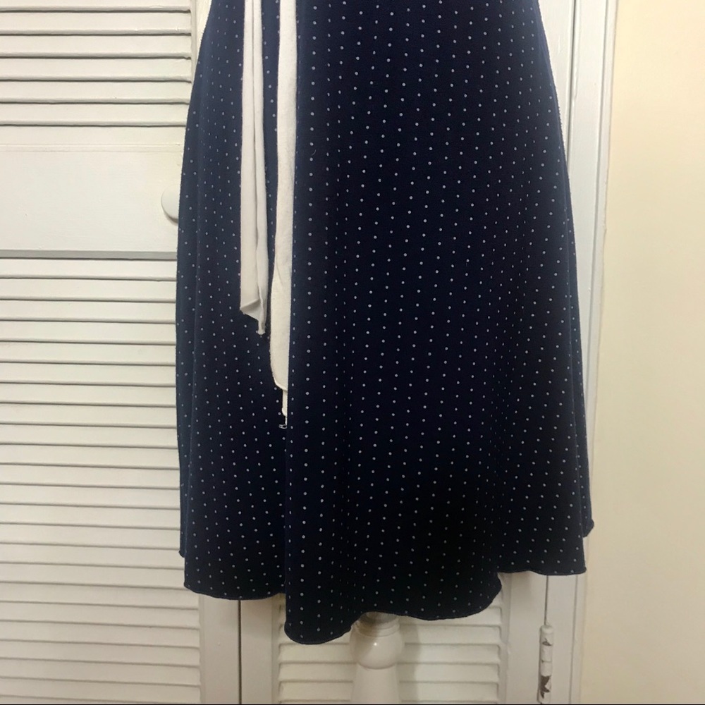 Vintage Strapless Navy Dress w/ White Polka Dots - Picture 3 of 4